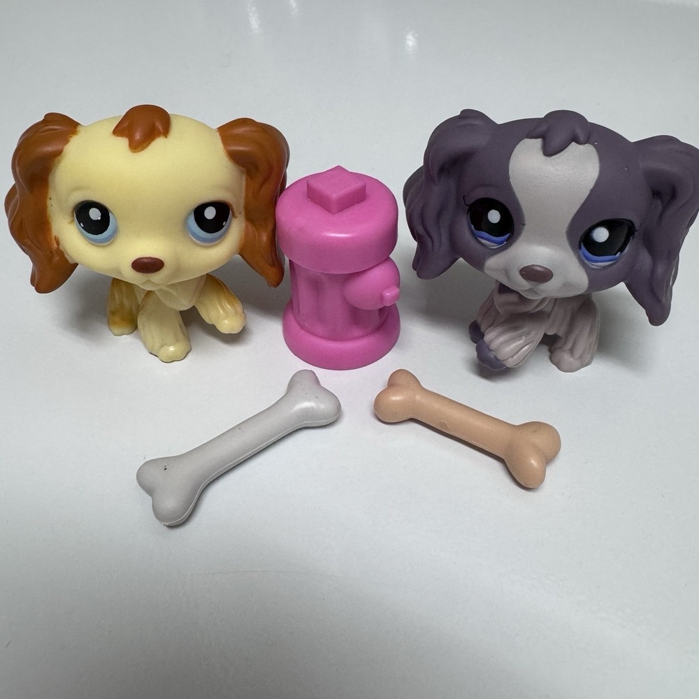 Littlest Pet Shop LPS Cocker Spaniel Dogs Lot #1318 And #1209 Accessories